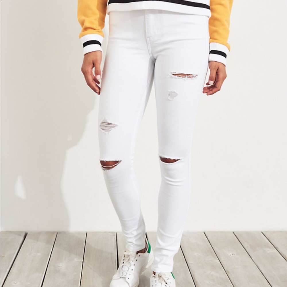 Hollister Ripped White Jeans